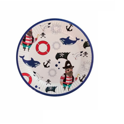 Set 8 farfurii petrecere, tip pirati, 18 cm