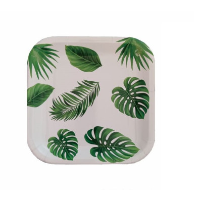 Set 8 farfurii petrecere, patrat, party, verde, 18 cm