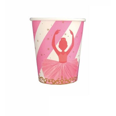 Set 8 pahare carton pentru petrecere, tip Balerina, 8.5 cm, 175 ml