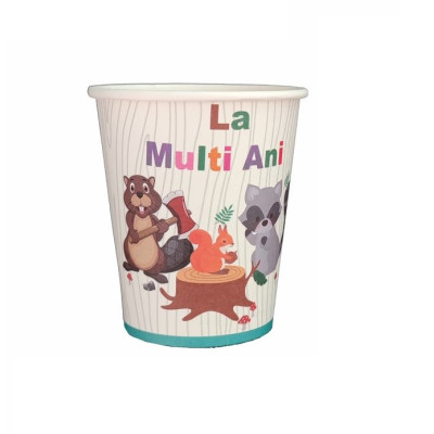 Set 8 pahare carton pentru petrecere, tip Rozatoare, 8.5 cm, 175 ml