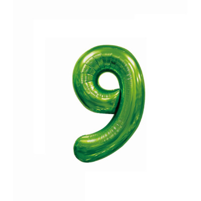 Balon din folie metalizata, Cifra 9, 100 cm, Verde