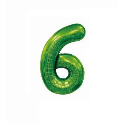 Balon din folie metalizata, Cifra 6, 100 cm, Verde