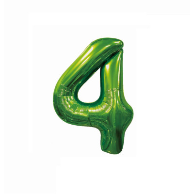 Balon din folie metalizata, Cifra 4, 100 cm, Verde