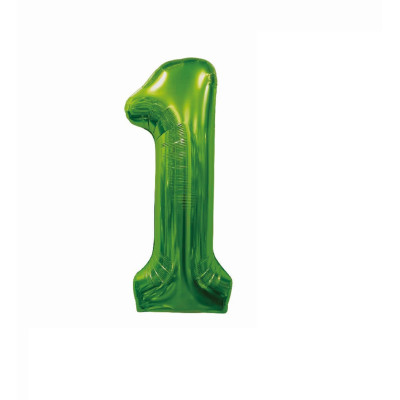 Balon din folie metalizata, Cifra 1, 100 cm, Verde