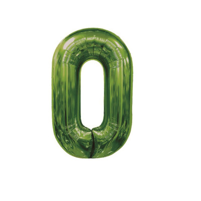 Balon din folie metalizata, Cifra 0, 100 cm, Verde