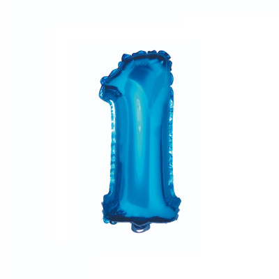 Balon din folie metalizata, Cifra 1, 100 cm, Albastru