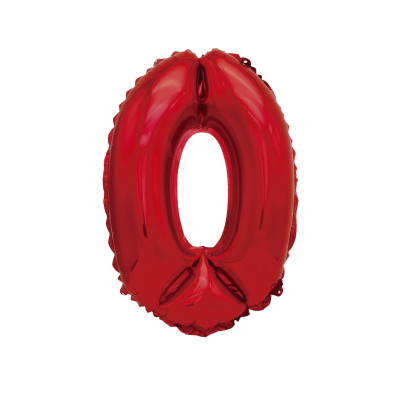 Balon din folie metalizata, Cifra 0, 100 cm, Rosu