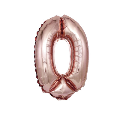 Balon din folie metalizata, Cifra 0, 100 cm, Rose gold