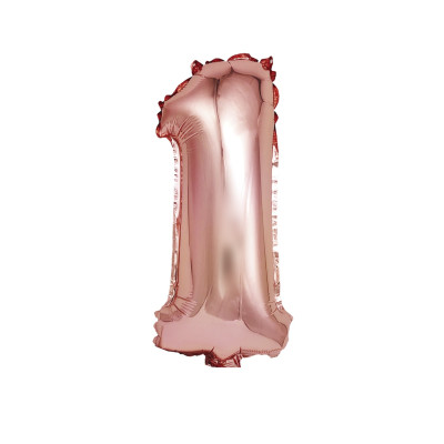 Balon din folie metalizata, Cifra 1, 100 cm, Rose Gold