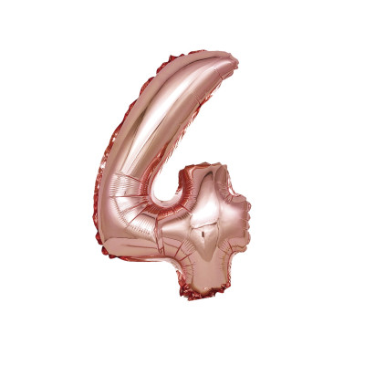 Balon din folie metalizata, Cifra 4, 100 cm, Rose Glod