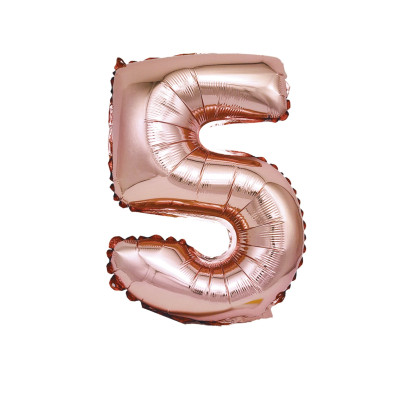 Balon din folie metalizata, Cifra 5, 100 cm, Rose Gold