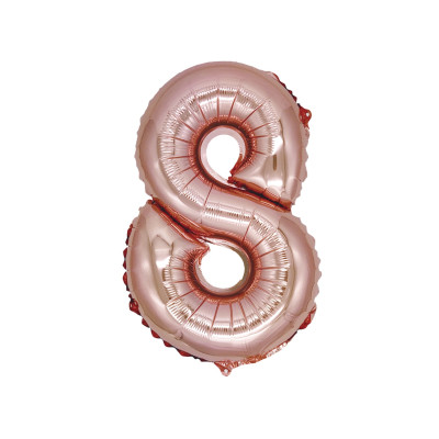 Balon din folie metalizata, Cifra 8, 100 cm, Rose Glod