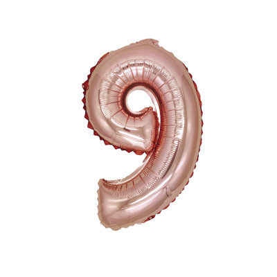 Balon din folie metalizata, Cifra 9, 100 cm, Rose Gold