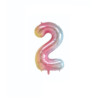 Balon din folie metalizata, Cifra 2, 100 cm, Fuchsia