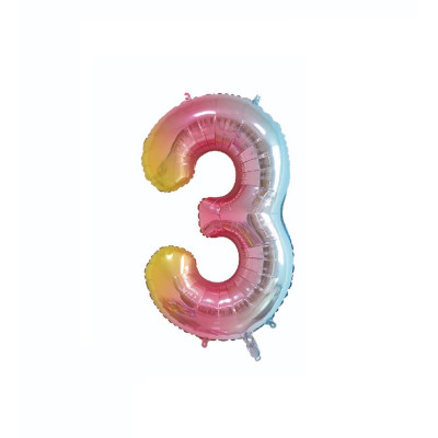 Balon din folie metalizata, Cifra 3, 100 cm, Fuchsia
