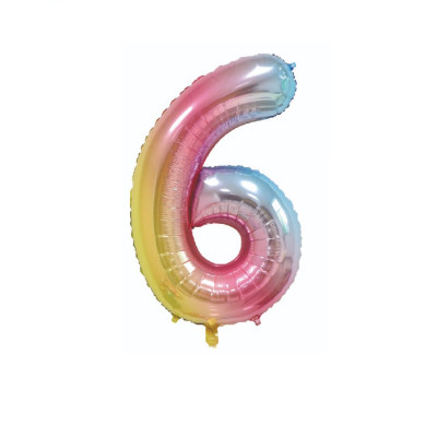 Balon din folie metalizata, Cifra 6, 100 cm, Fuchsia