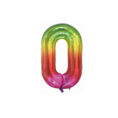 Balon din folie metalizata, Cifra 0, 100 cm, Multicolor