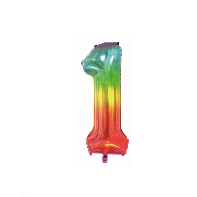 Balon din folie metalizata, Cifra 1, 100 cm, Multicolor