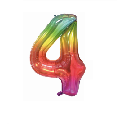 Balon din folie metalizata, Cifra 4, 100 cm, Multicolor