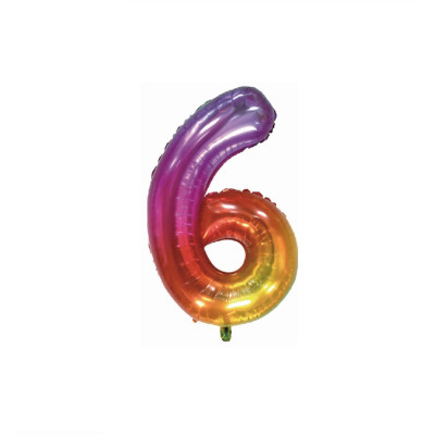 Balon din folie metalizata, Cifra 6, 100 cm, Multicolor