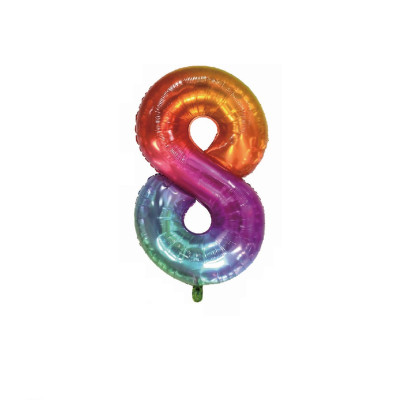 Balon din folie metalizata, Cifra 8, 100 cm, Multicolor