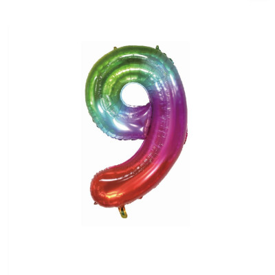 Balon din folie metalizata, Cifra 9, 100 cm, Multicolor