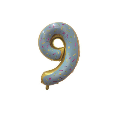 Balon din folie metalizata, Cifra 9, 80 cm, Multicolor