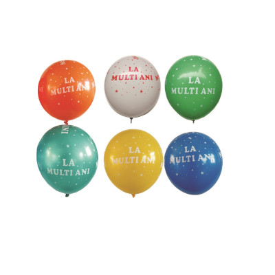 Set 20 Baloane latex cu inscriptia La multi ani, Multicolor, 30 cm