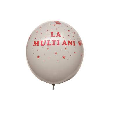 Set 20 Baloane latex cu inscriptia La multi ani, Alb, 30 cm