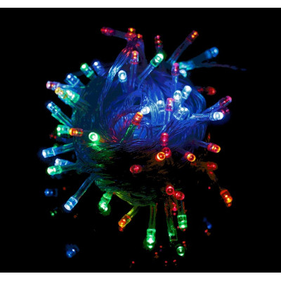 Instalatie de Craciun tip liniara, 9 m, 100 LED-uri, Multicolor, fir transparent