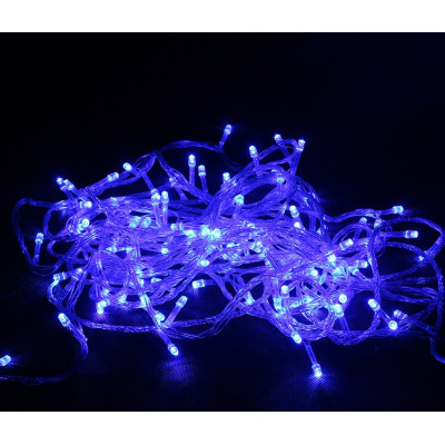 Instalatie de Craciun tip liniara, 16 m, 200 LED-uri, Albastru, fir transparent