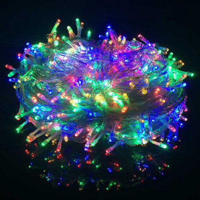 Instalatie de Craciun tip liniara, 16 m, 200 LED-uri, Multicolor, fir transparent
