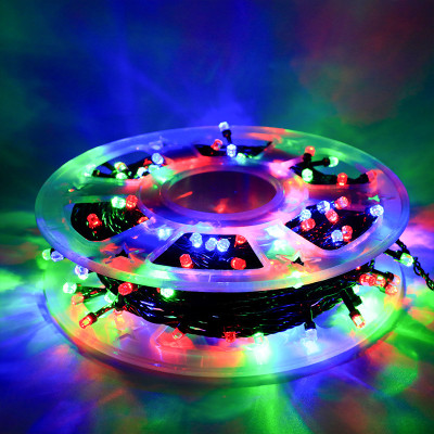 Instalatie de Craciun tip Liniara, 50 m, 500 LED-uri, Multicolor, fir Negru, LED-uri hexagonale V8