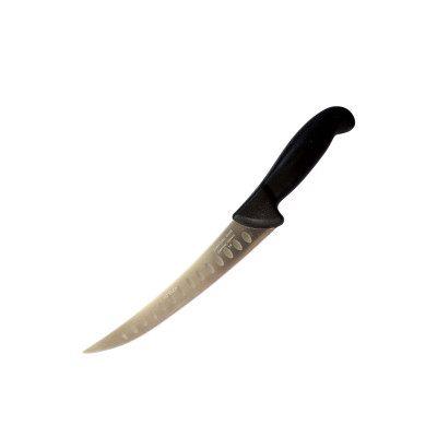 Cutit de macelarie cu lama semiflexibila curbata de 20.5 cm, cu alveole, otel german, maner plastic anti alunecare negru, dezosat si degresat, Sdx Marketï¿½