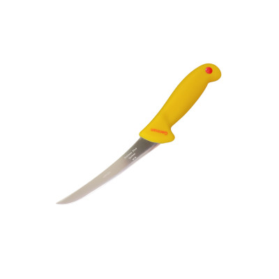 Cutit de macelarie cu lama semiflexibila curbata de 14.5 cm din otel german, maner plastic anti alunecare galben, pentru dezosat si fasonat Sdx Marketï¿½