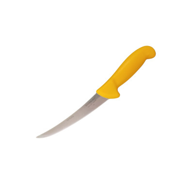Cutit de macelarie universal cu lama semiflexibila curbata de 15 cm din otel german, maner plastic anti alunecare Galben, pentru dezosat si fasonat, Sdx Marketï¿½