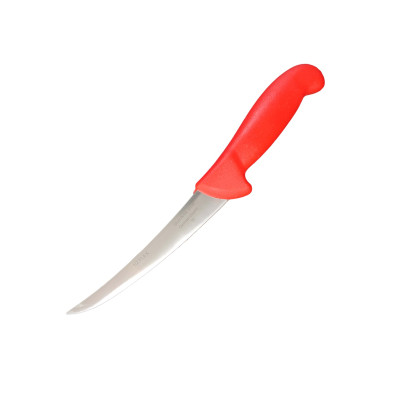 Cutit de macelarie cu lama semiflexibila curbata de 15 cm din otel german, maner anti alunecare Rosu, pentru dezosat si fasonat Sdx Marketï¿½