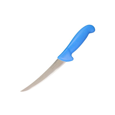 Cutit de macelarie cu lama semiflexibila curbata de 15 cm din otel german, maner anti alunecare Albastru deschis, pentru dezosat si fasonat, Sdx Marketï¿½