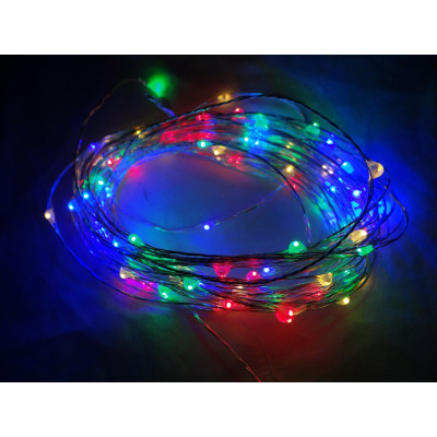Instalatie de Craciun, 10 m, cu TELECOMANDALiniara, Multicolor, 100 leduri, SDX, 8020M / ghirlanda luminoasa