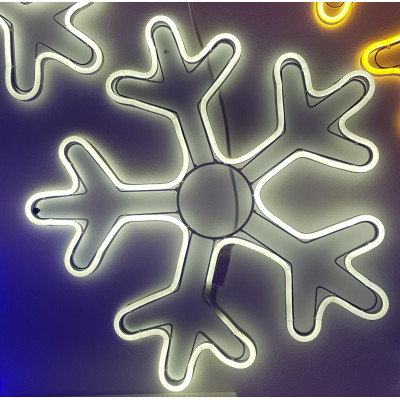 Instalatie de Craciun, Figurina Neon flex fulg nea, Alb rece Z9603W, Figurina luminoasa neon flexibil