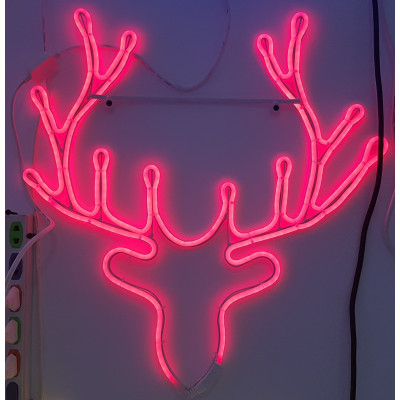 Instalatie de Craciun, Figurina Neon flex Cap Ren Rosu SDX Z9607R, Figurina luminoasa neon flexibil