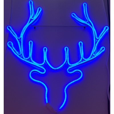 Instalatie de Craciun, Figurina Neon flex Cap Ren Albastru SDX Z9607B, Figurina luminoasa neon flexibil