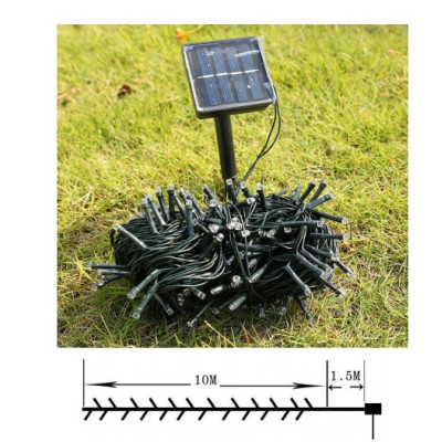 Instalatie de Craciun, liniara 10 m, cu incarcare solara Alb Rece, 100 leduri, SDX 8009W, voltaic