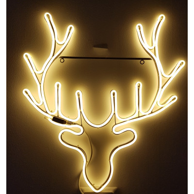 Instalatie de Craciun, Figurina Neon flex Cap Ren Alb Cald SDX Z9607WW, Figurina luminoasa neon flexibil