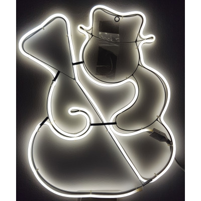 Instalatie de Craciun, Figurina Neon flex Om de zapada, Alb rece SDX Z9601W, Figurina luminoasa neon flexibil