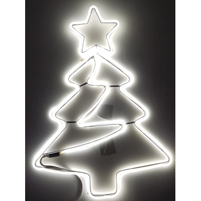 Instalatie de Craciun, Figurina Neon flex Brad, Alb Rece SDX Z9604W, Figurina luminoasa neon flexibil