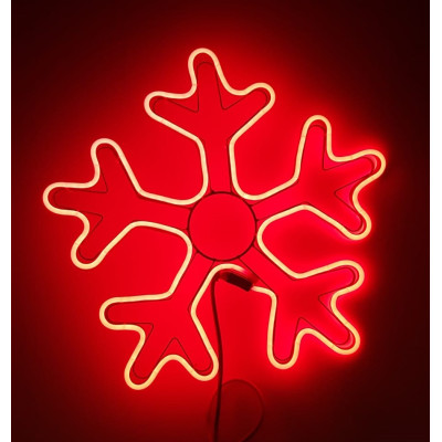 Instalatie de Craciun, Figurina Neon flex fulg nea, Rosu SDX Z9603R, Figurina luminoasa neon flexibil