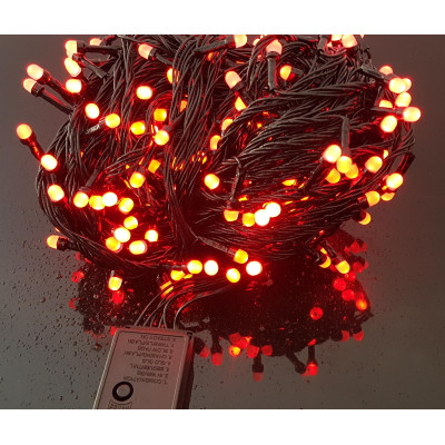 Instalatie de Craciun, 30 m, Liniara, Rosu, 300 leduri Q8, SDX, 8049R, fir negru / ghirlanda luminoasa