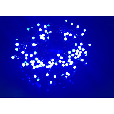 Instalatie de Craciun, 20 m, Liniara, Albastru, 200 leduri q8, SDX, 8048B, fir negru / ghirlanda luminoasa