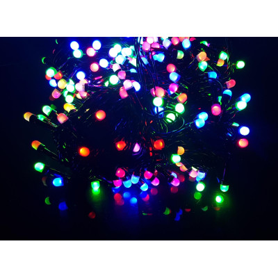 Instalatie de Craciun, 10 m, Liniara, Multicolor, 100 leduri q8, SDX, 8047M, fir negru / ghirlanda